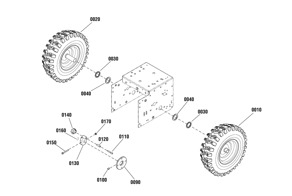 Wheels And Tires Group Diagram and Parts List for 1695864-18-2852-31 2010 Briggs and Stratton Snow Blower